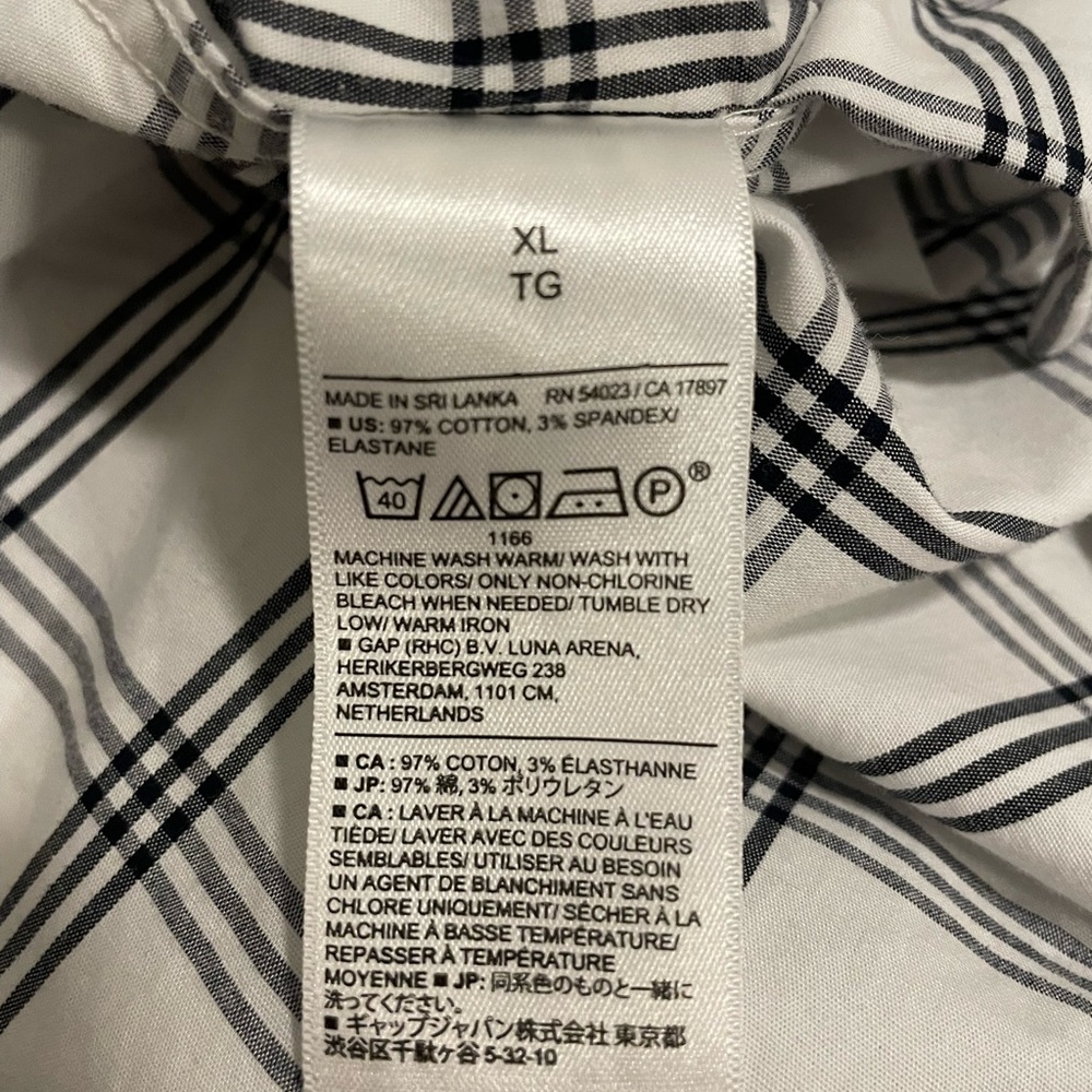 Banana Republic Slim Fit White and Black Plaid Button-Down Shirt Size XL - Picture 4 of 4